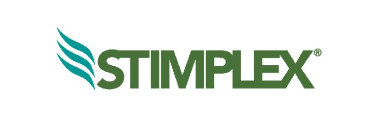 Logotipo de STIMPLEX en verde con icono de hojas turquesa